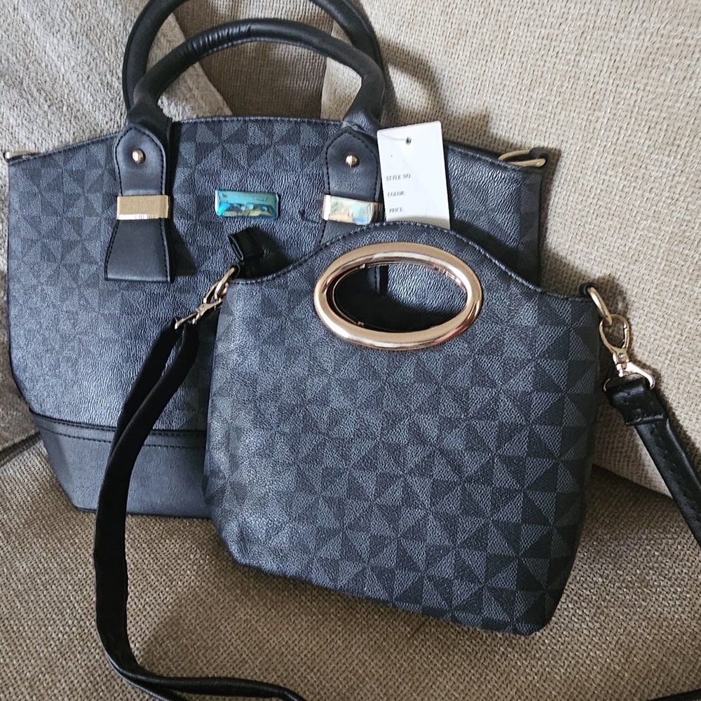 & Other Stories Black Geometric Cosmetic Bag Set